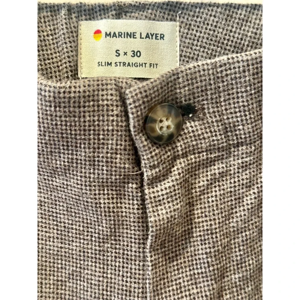Marine Layer Saturday Slim Straight Houndstooth Chino Pants Sz S30 Classic $148